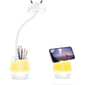 Lampe De Bureau Led 2 En 1 + Veilleuse,5 Niveaux De Luminosité,Lampe De Lecture Rechargeable Avec Porte-Stylo Et - Neuf