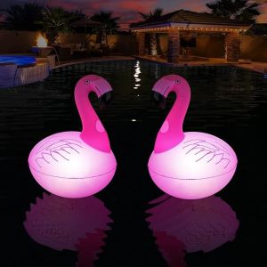 Lot De 2 Lampes Solaires Flottantes Pour Piscine, Étanches Ip68, Pour Jardin, Avec Éclairage Et Arroseur Automatique, Piscine, Allée, Plage, Cour Et Terrasse [Classe Énergétique A+] - Neuf