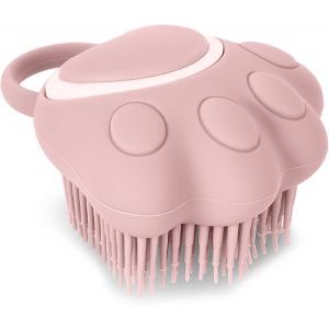 Salle De Bain Brosse Pour Chiens Et Chats (Pied Rose), Brosse De Silicium Pour Le Soin Des Chiots, Brosse, Massage Doux, Animal De Compagnie, Distributeur De Shampoing Pour Massage Relaxant - Neuf