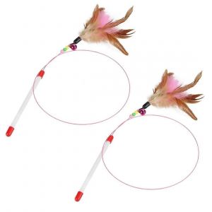 Lot De Deux Jouets Interactifs Pour Chat Avec Plumes Et Clochettes - Neuf