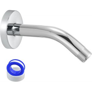 Bras de Douche Avec Bride et Ruban PTFE, 15cm Rallonge Bras de T&ecirc;te de Douche pour Salle de Bain T&ecirc;te de Douche Fixe, Solide en Acier Inoxydable,Chrome - Neuf