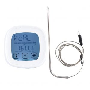 HJLIAN Thermometre a viande numerique etanche a ecran tactile avec minuterie pour grillades, four, barbecue, cuisine - Neuf