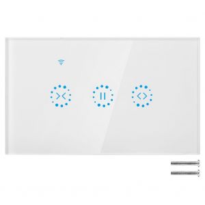Panneau de commutation tactile sans fil intelligent Wi-Fi 1/2/3 gangs, interrupteur de rideau americain, telecommande par application (blanc) - Neuf