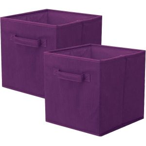 Eryi-Lot De 2 Bacs Cubiques De Rangement Pliables En Tissu Pour Placard Et Jouets, Polypropylène, Violet Foncé - Neuf