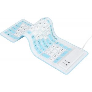 Clavier Pliable En Silicone, 103 Touches Filaires Bluetooth Étanche Rollup Keyboard, Clavier Souple En Caoutchouc Souple Muet, Gain De Place, Pour Ordinateur Portable, Ordinateur Portable(Bleu) - Neuf