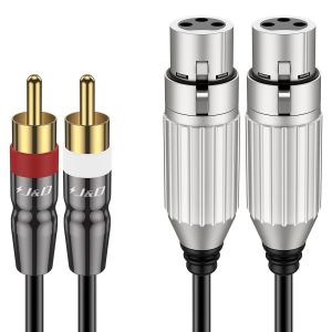 KALANKA-Câble Audio HiFi Asymétrique 2 RCA Mâle vers 2 XLR Femelle - Double XLR vers RCA Stéréo D'interconnexion pour Haut-parleur, Micro à Condensateur, Table de Mixage et Amplificateur - Neuf