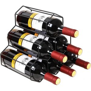 Casier À Vin Autonome, Sans Vin, Pour 6 Bouteilles, Support De Rangement Pour Bouteilles De Vin, Noir - Neuf