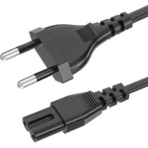 Power Cable,1.5m Power Cable 2 Pin Euro Plug to EU Plug C7 Figure 8 Power Cord TV Blu-Ray Receiver DVD Devices Power Supplies-Black - Neuf