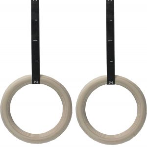 Asfasfq-Anneaux Gymnastique En Bois - Anneaux Gym Aux Dimensions Olympiques, Diamètre 28 Mm Ou 32 Mm - Anneaux Bois Avec Sangles Suspension Graduées, Réglables Pour Crossfit, Musculation,Gym - Neuf