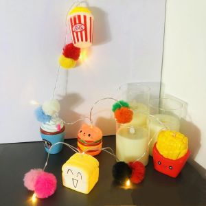 KAL-Guirlande Lumineuse De 1,65 M À 10 Led, Pour Nourriture, Crème Glacée, Hamburger, Frites, Pain, Pop-Corn, Décoration D'Intérieur Et D'Extérieur, Pour Fête, Chambre D'Enfant, Restaurant, Noël - Neuf