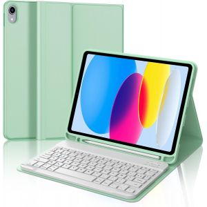 ChenQuanSarl-Clavier Ipad 10/11Ème Generation (10.9 Pouces 2022/11 Pouces A16 2025),Coque Clavier Azerty Sans Fil Bluetooth Pour Ipad 10Eme 2022/Ipad (A16) 11Ème 2025 Avec Porte Crayon,Vert D'Herbe - Neuf