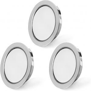 ERYI-Set De 3 Luminaires Pour Meuble Led 230V, 3,5W Led Ip44 G4 15Mm Spots Encastrables Pour Meuble Plat, 4000K Blanc Chaud, Hotte De Cuisine, Spot Encastrable Salle De Bain (Chrome) - Neuf