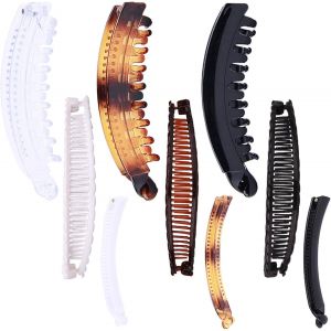 Kal-9 Pièces Rétro Banana Clip, Queue De Cheval Pince Banane Cheveux Femme, Multicolore Pince Cheveux Femme, Mode Banana Clip Hair Pour Cheveux Longs, Bouclés Et Raides, Epais Et Fins - Neuf