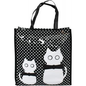 SJZG-Shopper Bag Sac Pour Femme En Plastique Enveloppe R&eacute;utilisable Pour Les Courses De Sacs Avec Fermeture &Eacute;clair D&eacute;contract&eacute;e, Universelle, Fantaisie Chat, Chat, Id&eacute;e Cadeau, Noir , S - Neuf