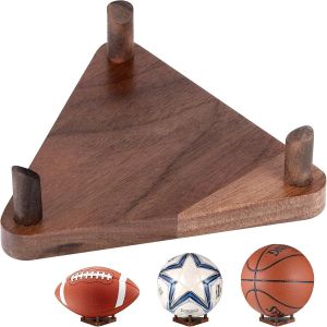 Acdsgd-Support Ballon Foot, Basket Et Rugby En Bois - Porte Ballon Stables - Socle Polyvalent - Rangement Pour Football, Basketball, Rugby, Volleyball - Neuf