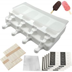 Kal-Moule À Glace Moule Magnum Cake 8 Cellules Moule Pour Glace Maison Moule À Crème Glacée Réutilisables Avec 100 Bâtonnets,100 Sachets Autocollants, 100 Autocollants De Scellement - Neuf