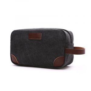 Trousse de toilette pour homme et femme, trousse de toilette, trousse de maquillage, en toile (C - Gris) - Neuf