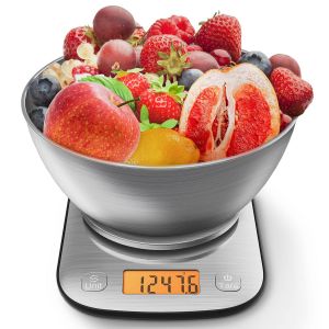 Letnerny-Balance De Cuisine Digitale Poids Grammes Et Oz Avec Ipx6 Waterproof¿Balance De Cuisine Numérique Professionnelle En Acier Inoxydable 11lb/0.01oz Avec Bol Pour La Cuisson Au Four - Neuf