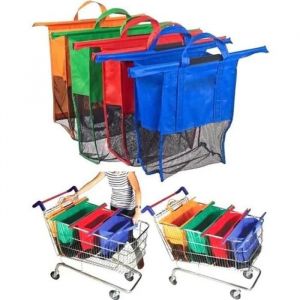 4PCS Sacs de course chariot Sac Shopping réutilisable qui respecte l'environnement - Neuf