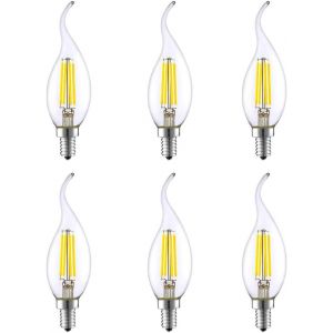 Ampoule Led E14 Forme De Bougie À Filament 4w (Équivalent À 40w Halogène) Blanc Chaud 2700k 600lm Ampoules Flamme Ampoule Bougie Classique E14 Led Vintage Verre Ambré Non Dimmable, Lot De 6 - Neuf