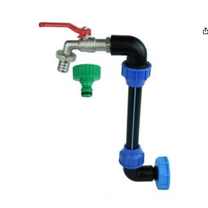 Robinet &agrave; col de cygne IBC 3/4 pouce pour r&eacute;servoir d'eau de pluie, r&eacute;cup&eacute;rateur d'eau de pluie, r&eacute;servoir IBC, robinet S60 x 6, vanne d'arr&ecirc;t, adaptateur IBC 3/4 pouce pour un remplissage facile - Neuf