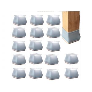 32 prot&egrave;ge-pieds de chaise avec patins en feutre, 3 cm, gris, embouts carr&eacute;s - Neuf