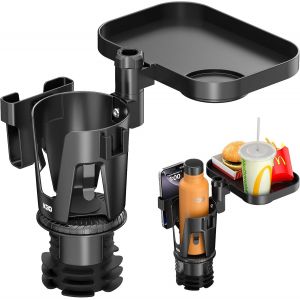 KALANKA-Extenseur de Porte-gobelet pour Voiture - 3 en 1 Porte-gobelet avec Base Ajustable - Support T&eacute;l&eacute;phone D&eacute;tachable et Plateau Rotatif &agrave; 360&deg; pour Voiture - Compatible avec V&eacute;hicules, Voiture - Neuf