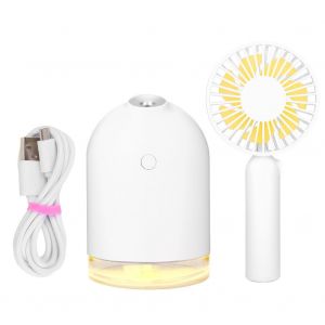 Mini humidificateur d'air portable avec chargeur USB, ventilateur amovible et veilleuse (blanc) - Neuf