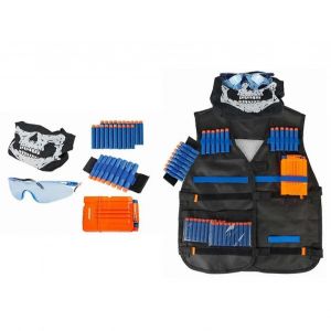 Gilet militaire pour enfants Kit de tir Recharge Fléchettes et 6 pinces de recharge de fléchettes Lunettes de protection Couvre-visage Main Bracelet Kit Bleu - Neuf