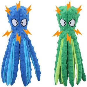 Lot De 2 Jouets Couineurs Chien 32 Cm, Peluche Bleu Et Vert, Indestructible, Jouets Couineurs Pour Chiots, Jouet Interactif Pour Chien - Neuf