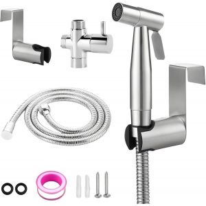 Douchette &agrave; main en acier inoxydable pour bidetpulv&eacute;risateur de toilettekit de pulv&eacute;risation de couches musulmanes en acier inoxydable pour b&eacute;b&eacute; avec distributeur de robinettoilettes &agrave; tuyau et - Neuf