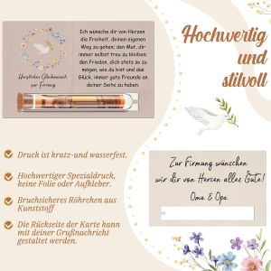 TZF-Cadeau d'argent de Communion Cadeau de Confirmation pour Filles Garçons Éprouvette Carte de Confirmation en Bois pour Enfants Baptême Jeunesse(Couronne Colombe de la Paix Firmung) - Neuf