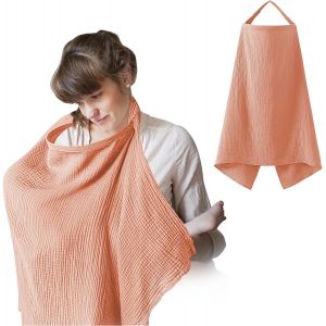Tablier D'allaitement, Couverture D'allaitement En Coton,Cape Allaitement Bébé,75 * 95cm,Voile D'allaitement,Cache Allaitement,Écharpe Allaitement,Respirante,Douce,Multi (Rose) - Neuf