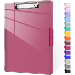 PATQ-Porte-bloc avec rangement, 21,6 x 27,9 cm, 2 étuis de rangement et porte-papier A4, panneau supérieur transparent effaçable à sec, plastique robuste, ouverture latérale, pour infirmières, - Neuf