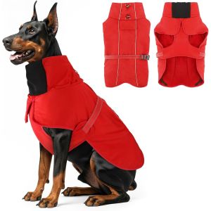 Warm Dog Coat,Waterproof Reflective High Neck Windproof Dog Coat With Soft Fleece Lining,Adjustable Fit And Harness Hole For Medium Large Dogs - Neuf