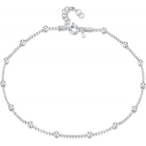 Bracelet De Cheville Pour Femme En Argent Sterling 925 | Cha&icirc;nes De Cheville R&eacute;glables D'&eacute;t&eacute; Perles Coeur Bijoux Boh&egrave;me - Neuf