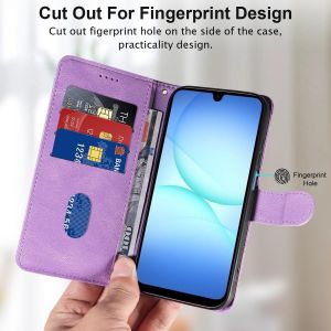 Aefj-Coque Compatible Avec Samsung Galaxy A17 4g / 5g Avec 1 Pi&egrave;ce Protection &Eacute;cran En Verre Tremp&eacute;, Housse Pu Cuir &Agrave; Rabat Flip, &Eacute;tui Support Et Portefeuille Fonction (Violet) - Neuf