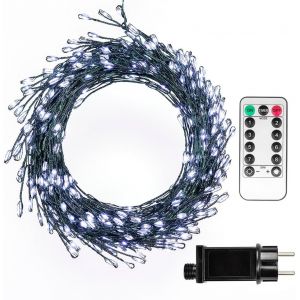 Guirlande Lumineuse Feu D`Artifice 15M 500 Leds Blanc Froid Avec Prise Pour Int&eacute;rieur Fil Argent&eacute; Lumi&egrave;res F&eacute;es Led Avec T&eacute;l&eacute;commande Pour Sapin De No&euml;l, Plantes, Chambre, Jardin, Patio - Neuf