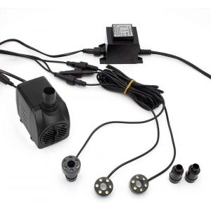 Mevronisshop-Pompe De Fontaine Avec Anneau &Agrave; Led 3 Xblanc Bague Led &Eacute;clairage 1500l/H - Neuf