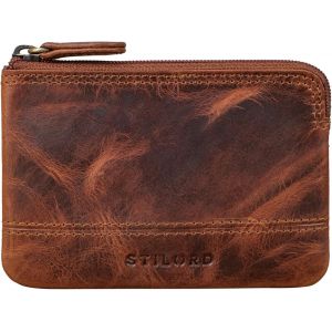 Tarlo' Pochette de Clé Cuir RFID Étui à Clés Porte-Monnaie Mini-Bourse avec Porte-Clés Vintage Cuir Véritable,Couleur:Kara-Cognac - Neuf