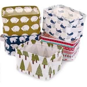Dww-5 × Boîte De Rangement Pliable En Lin Tissu Bureau Rangé Stockage Boîte Maquillage Bijoux Jouets Papeterie Plongeurs Panier Organisateur De La Petite Taille De Verser De L'espace De Rangement - Neuf