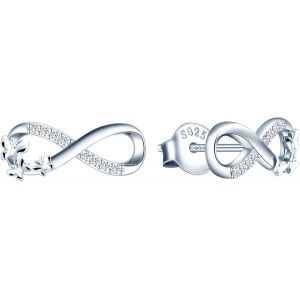 Kal-Boucles D'oreilles Femme Fille, Boucle D'oreille En Argent 925, Boucle D'oreille Papillons Volants Et Symbole De L'infini, Boucle D'oreille Papillon Mignon, Zircon Incrust&eacute;, Fantaisie - Neuf