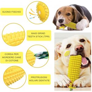 Jouets Interactifs De Ma&iuml;s Pour Chiots Avec Brosse &Agrave; Dents Et Dents Propres,Jeux Pour Chiens,Interactif,Jouet &Agrave; M&acirc;cher Avec B&acirc;tons De Ma&iuml;s Pour Petits Chiens,Moyens Et Gras - Neuf