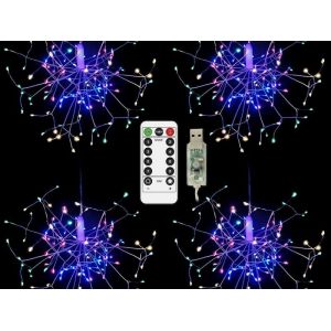 Guirlande Lumineuse Feu D'artifice Avec T&eacute;l&eacute;commande, 480 Led, Alimentation Usb, &Eacute;tanche, 8 Modes Clignotants - Neuf