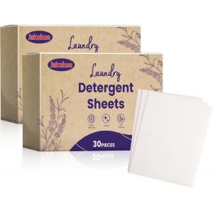 KGABERY-Lessive En Feuille,Lessive Feuille Hypoallergénique,Sans Plastique,Biodégradable,Lessive En Feuille Pour Machine À Laver,Lessive Main Voyage,Pour Tous Les Textiles Et Couleur,60 Feuilles - Neuf