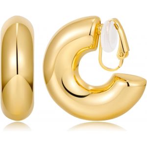Boucles D'oreilles Clip Dorées-Créoles Élégantes Avec Fermoir Confortable Pour Femme.[X846] - Neuf
