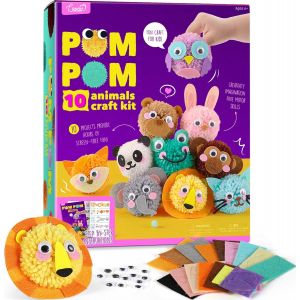 MDY-Kit de Loisirs Créatifs d'animaux Pompons pour Enfants-Cadeau Fille Garçon 4 5 6 7 8 Ans Anniversaire-Jeu Activités Manuelles Enfant 5-10 Ans, Jouet Bricolage Fille Garçon 4-12 Ans - Neuf