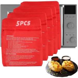 Sac De Cuisson Pomme De Terre, 5 Pcs Sac Pour Cuire Les Pommes De Terre Au Micro Onde,Poche Pomme De Terre Micro Onde,En 4 À 6 Minutes - Neuf