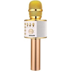Microphone Sans Fil Karaoké, Microphone Bluetooth Lecteur Enregistreur Mini Karaoké Enfant Fête Familial Pour Appareil Intelligent Android/Ios - Neuf