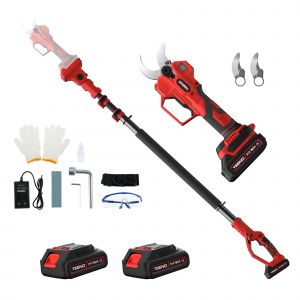 Elagueuse sans fil avec perche t&eacute;lescopique de 2 m&egrave;tres, diam&egrave;tre 15-40mm, 2 * batteries 2.0Ah - Neuf